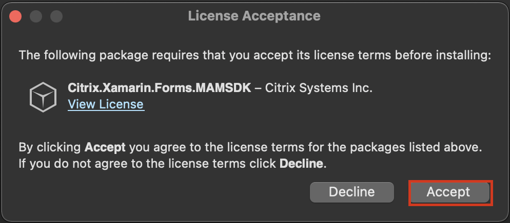 Accept NuGet licenses