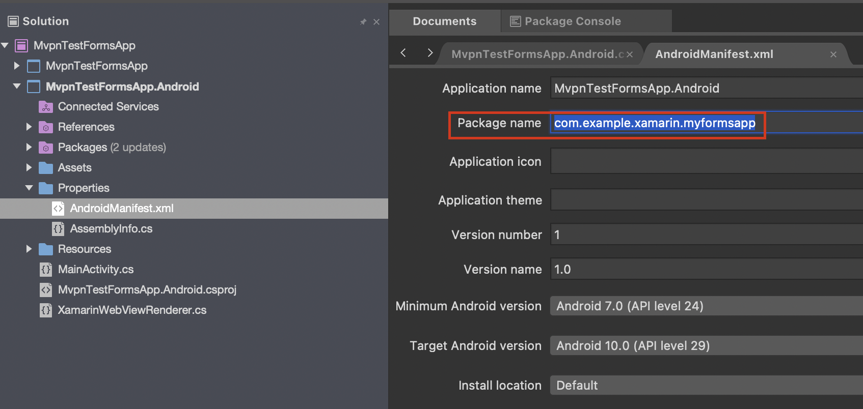 Change package name