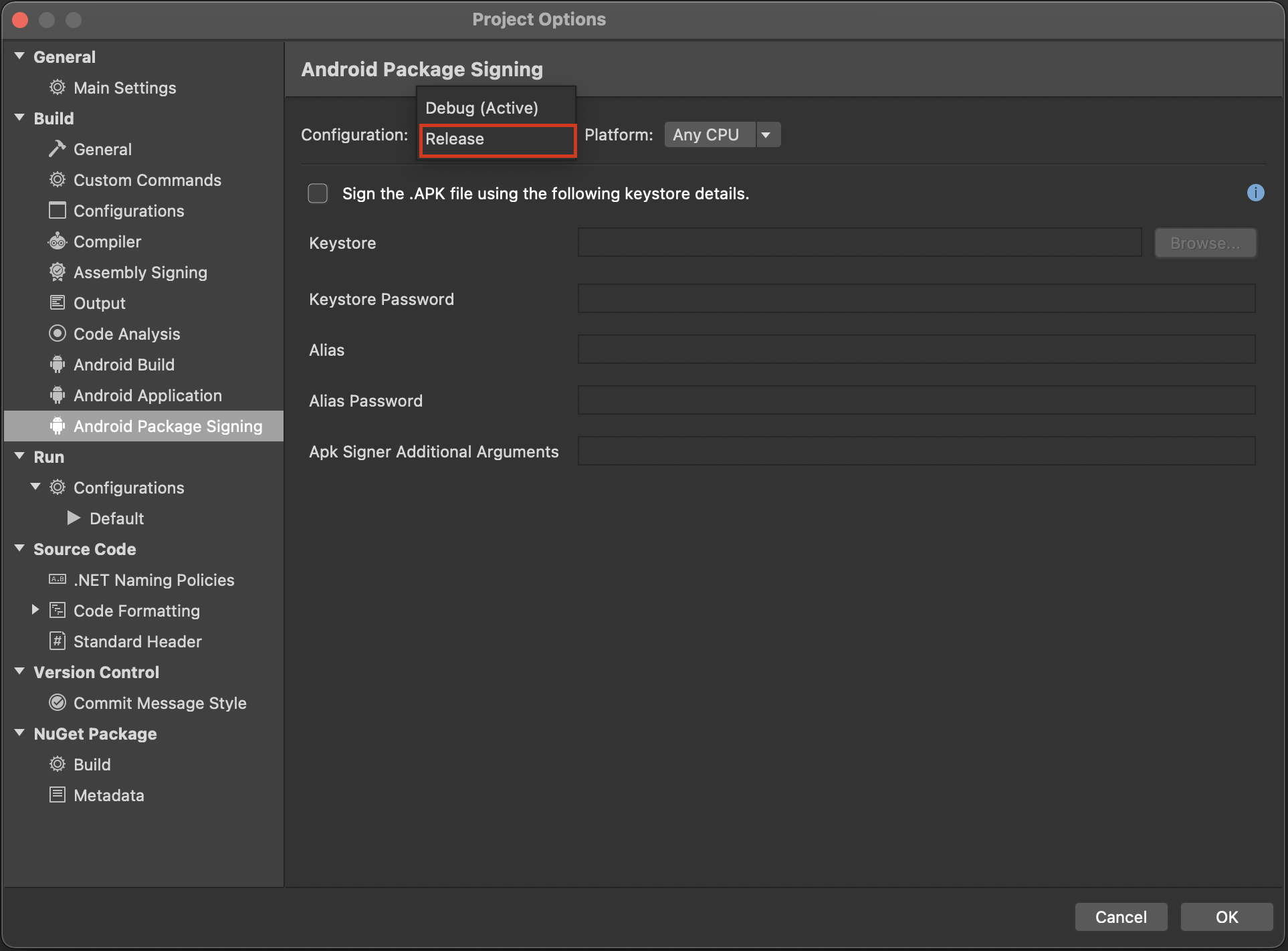 Add key details for Release build