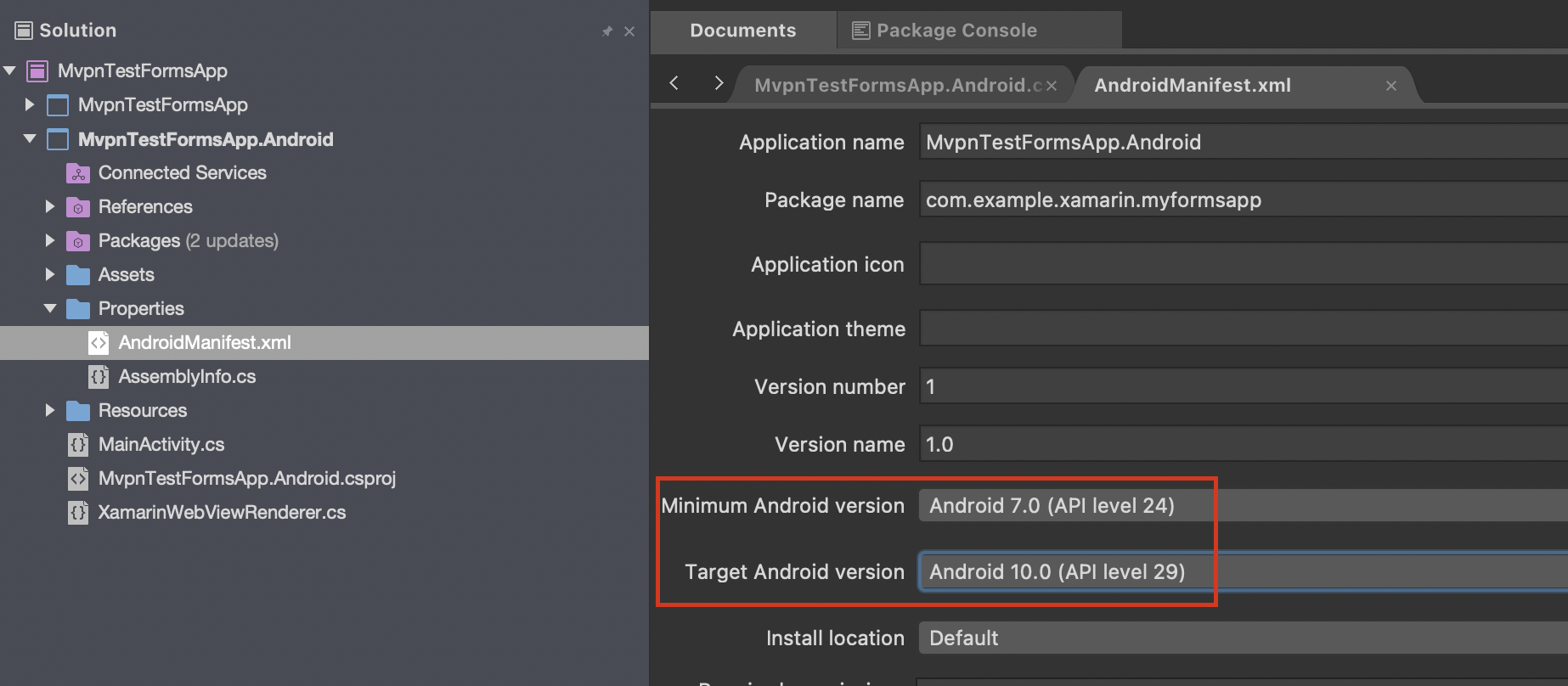 Change min and target SdkVersion