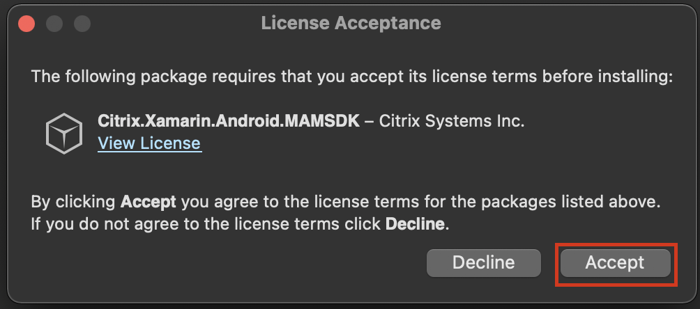 Accept NuGet licenses