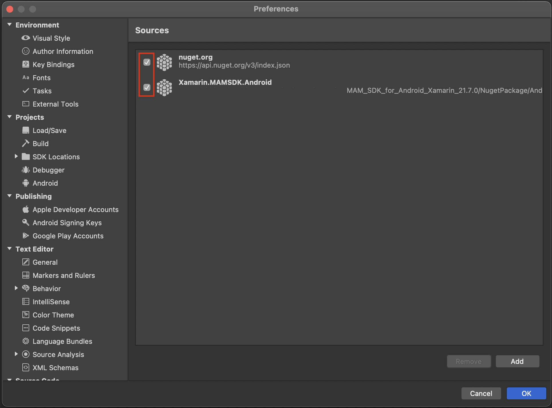 Confirm added nuget sources
