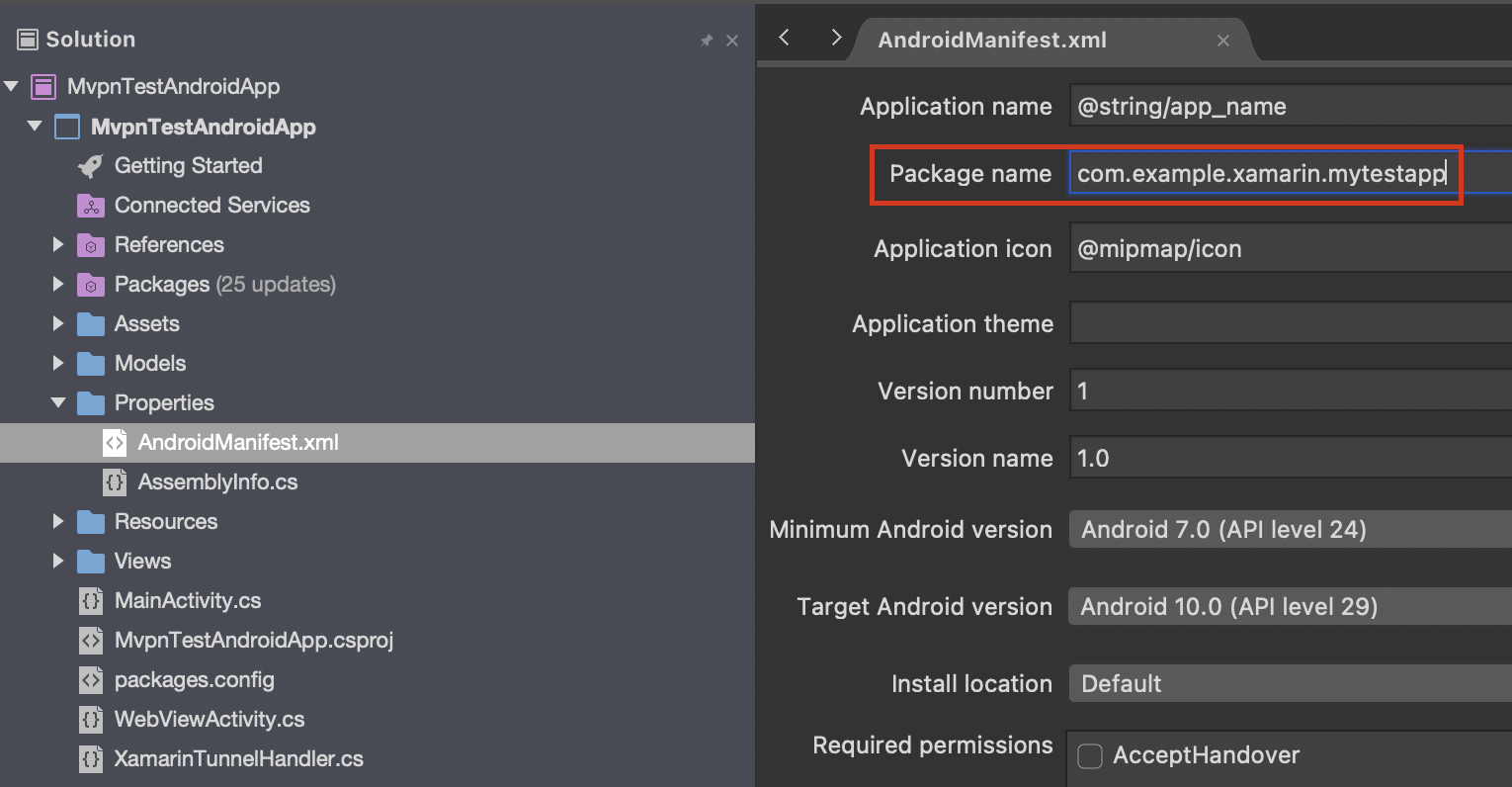 Change package name