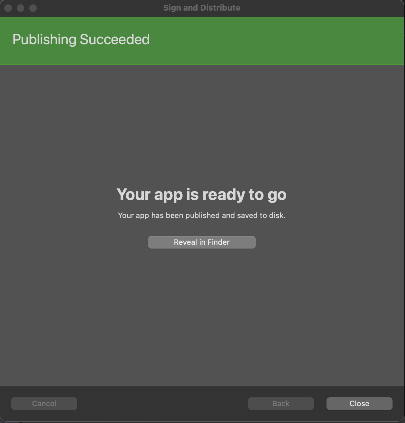 Publishing Succeeded