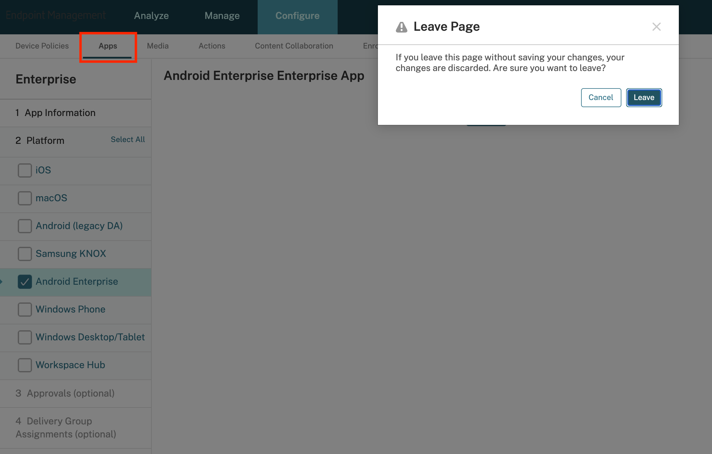 Leave Page