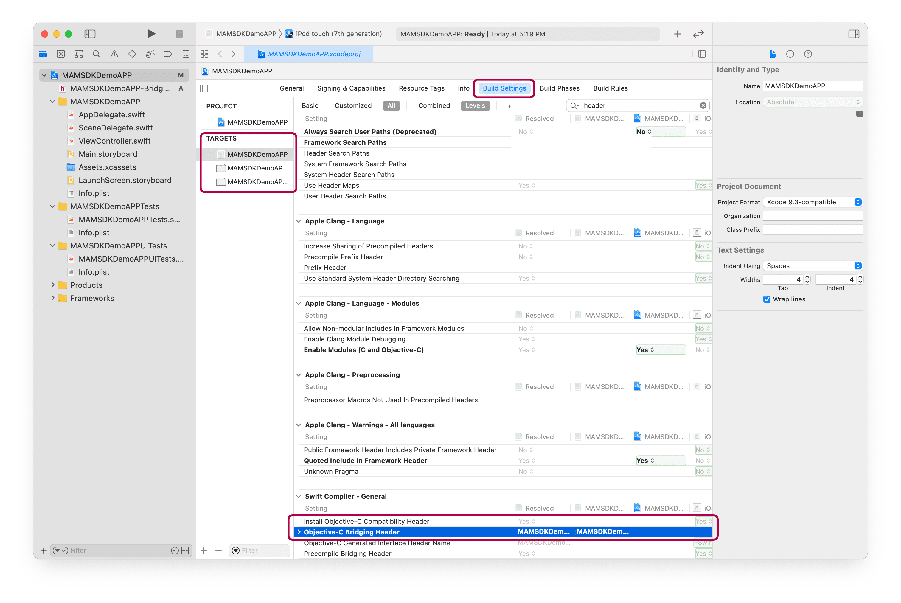 Specify Header File