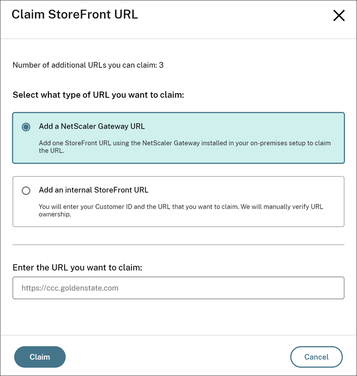 Add a NetScaler Gateway URL