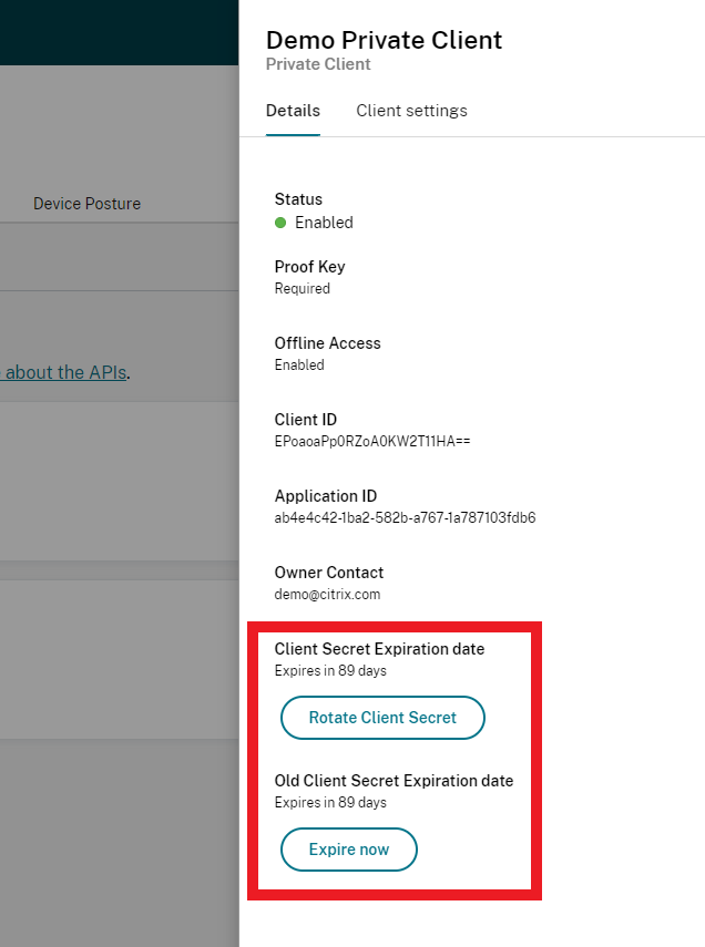 Client secret and old secret