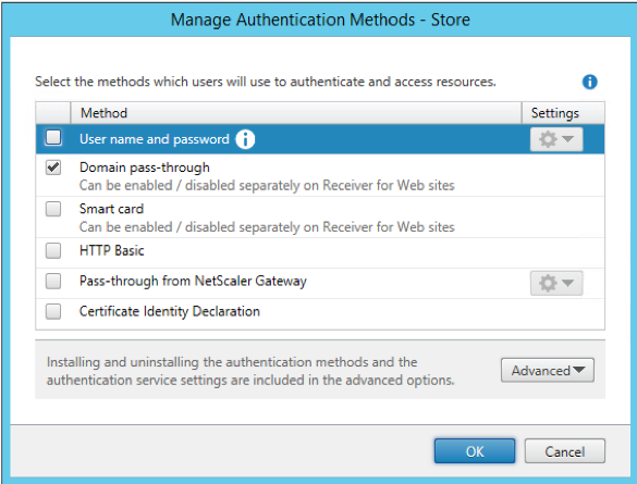 Manage authentication methods