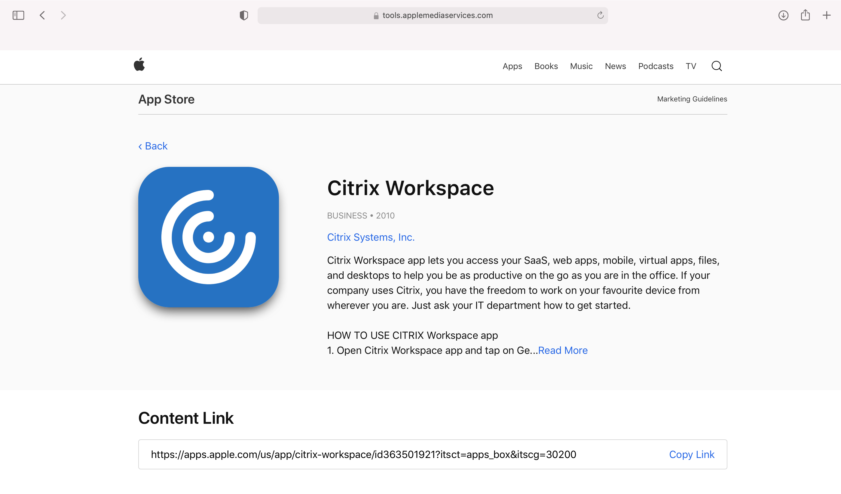 Citrix Workspace App marketing page