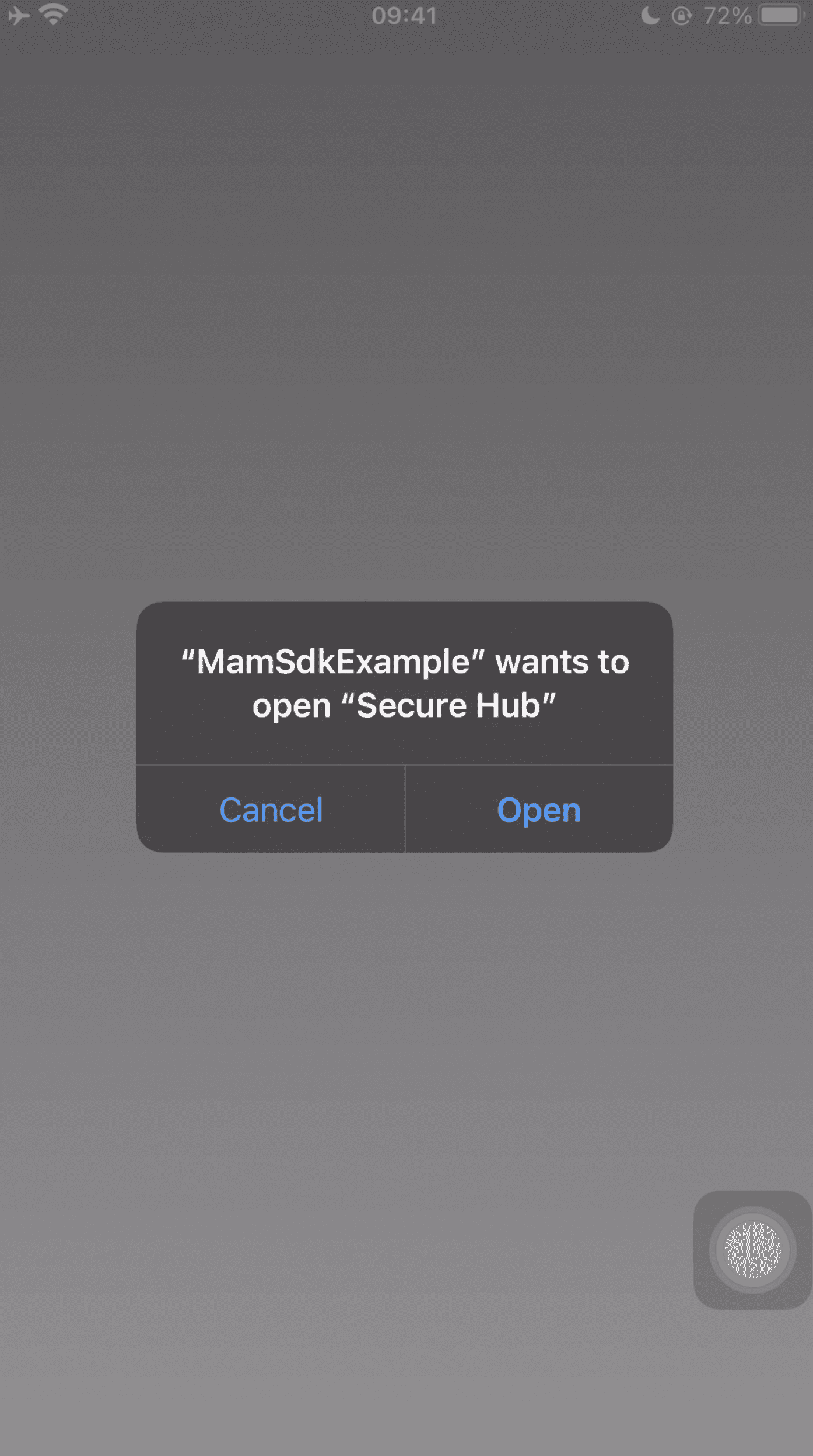 App requests to open Secure Hub