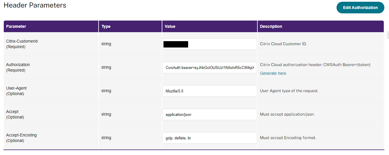 Header Parameters