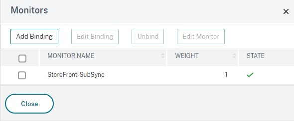 Screenshot of Monitors TCP