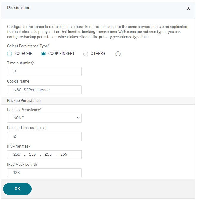 Screenshot of persistence section