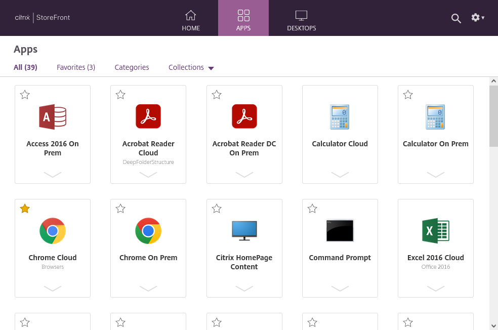 Screenshot of Apps tab