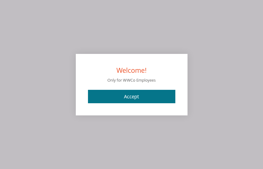 Welcome message screenshot