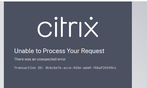 Citrix Authorization Server generic error response