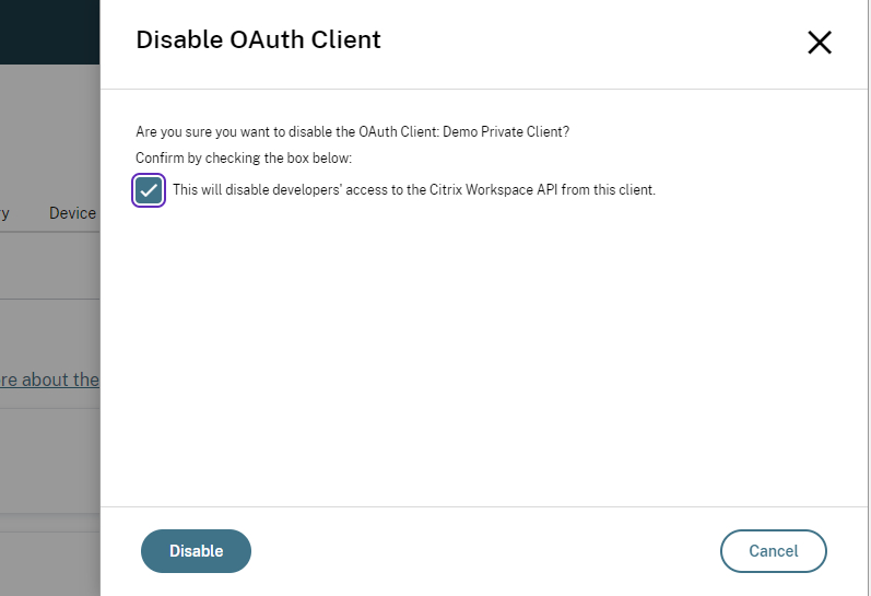 Disable client